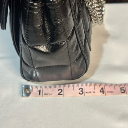 NWT OS The Kooples Glossy Black Mini Bag with Silver Chain