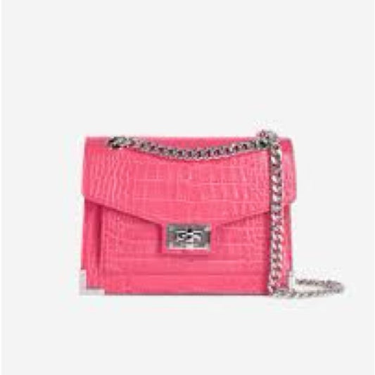 NWT OS The Kooples Vibrant Pink Croc Crossbody Bag