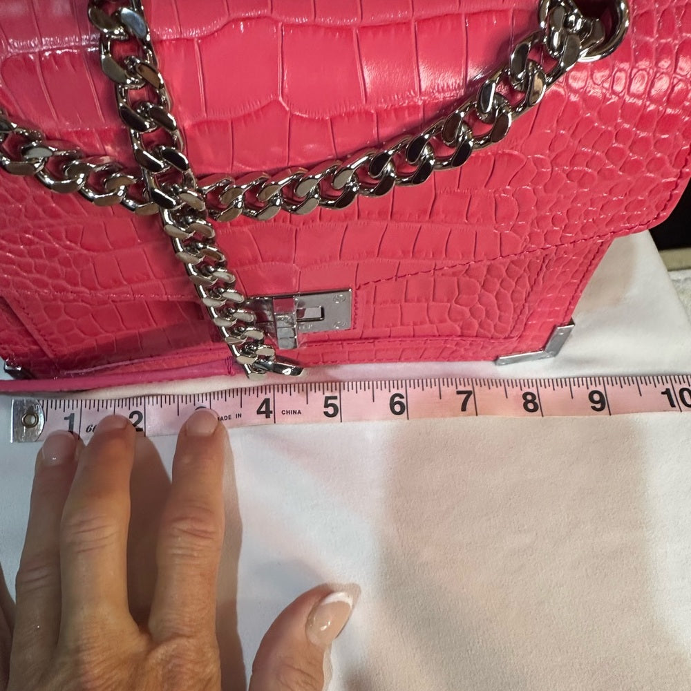 NWT OS The Kooples Vibrant Pink Croc Crossbody Bag
