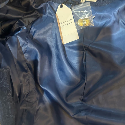 NWT SIZE L English Factory Navy and Cream Striped Blazer