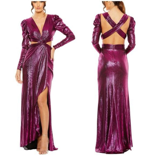 NWT SIZE 6 Glamorous Long Sleeve Metallic Dress