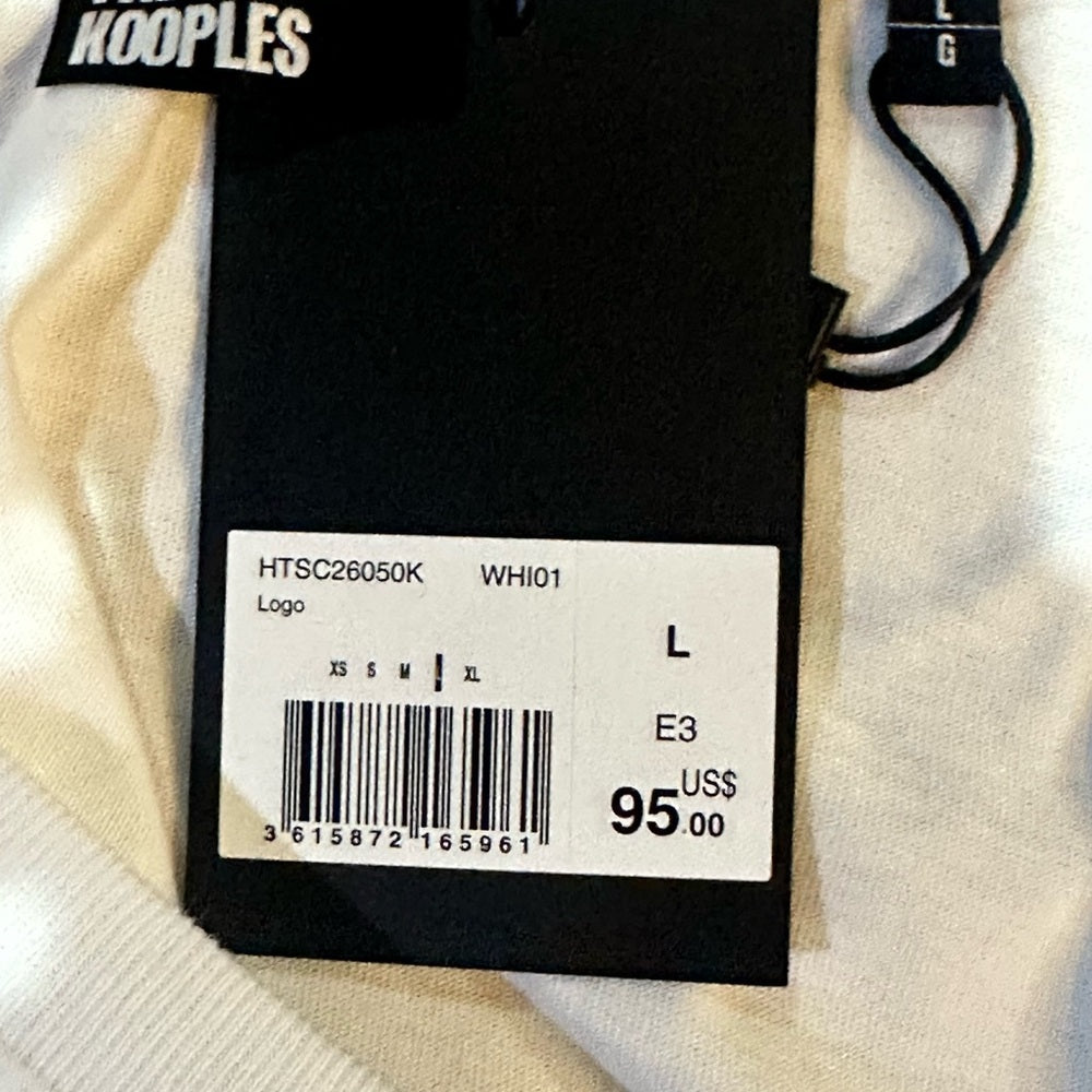 NWT SIZE L The Kooples White Tee with Multicolor Logo