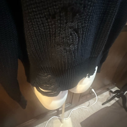 NWT SIZE S 525 America Distressed Black V-Neck Sweater