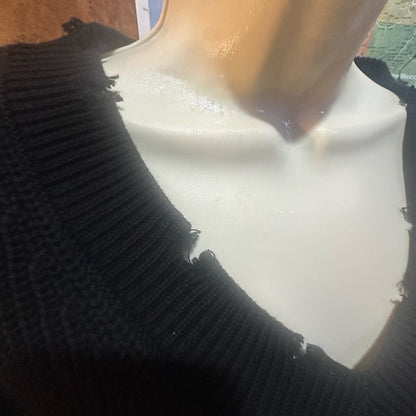 NWT SIZE S 525 America Distressed Black V-Neck Sweater