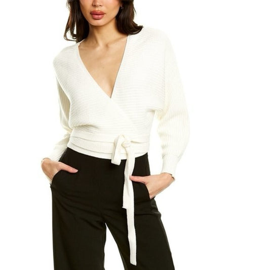 NWT size m 525 America White V-Neck Tie Sweater