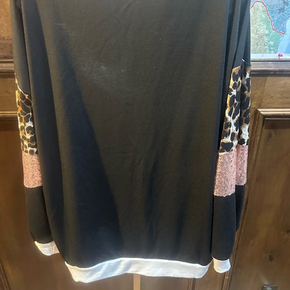 NWOT SIZE L BiBi Gray Leopard and Sequin Sweatshirt
