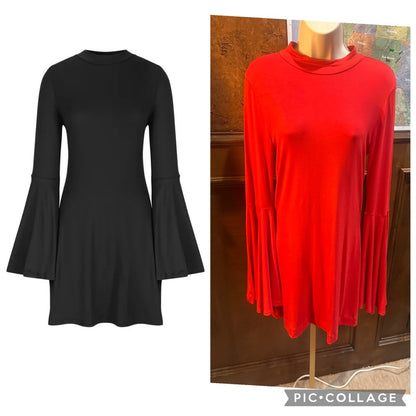 NWOT SIZE M Free People Flared Long Sleeve Dress - Red