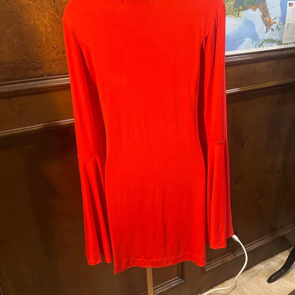 NWOT SIZE M Free People Flared Long Sleeve Dress - Red