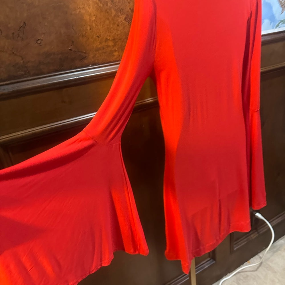 NWOT SIZE M Free People Flared Long Sleeve Dress - Red