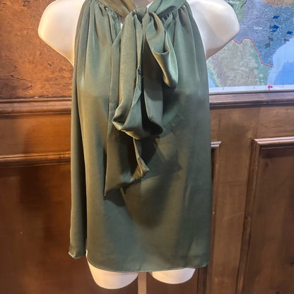 NWT SIZE L Chic Olive Halter Blouse with Bow Detail