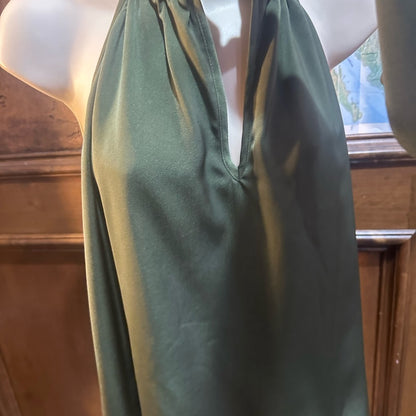 NWT SIZE L Chic Olive Halter Blouse with Bow Detail