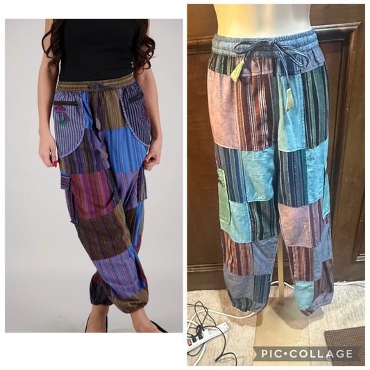 NWT SIZE S/M will fit a L Colorful Patchwork Women's Cropped Pants