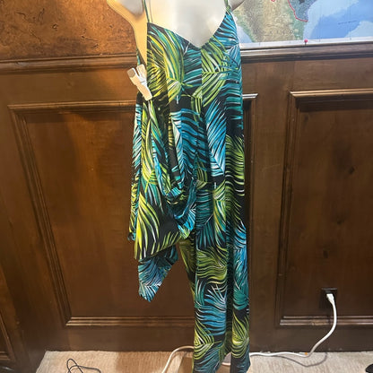 NWT SIZE S WILL FIT UP TO A L Easel Leaf Pattern Jumpsuit - Green and Blue