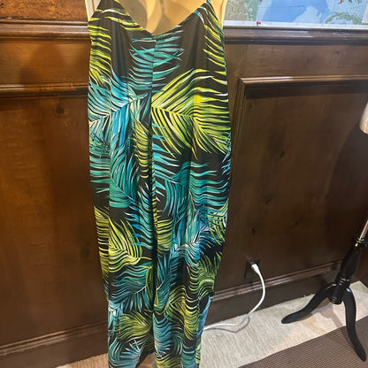 NWT SIZE S WILL FIT UP TO A L Easel Leaf Pattern Jumpsuit - Green and Blue