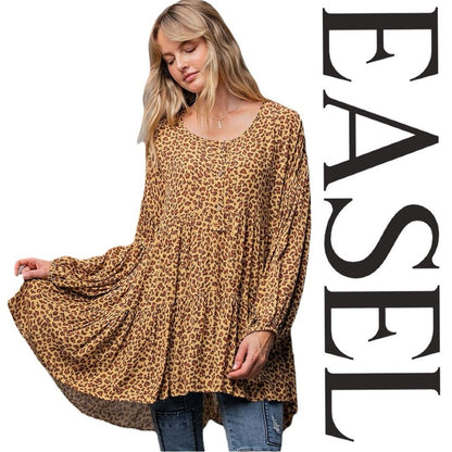 NWT SIZE L Easel Leopard Print Tunic in Tan