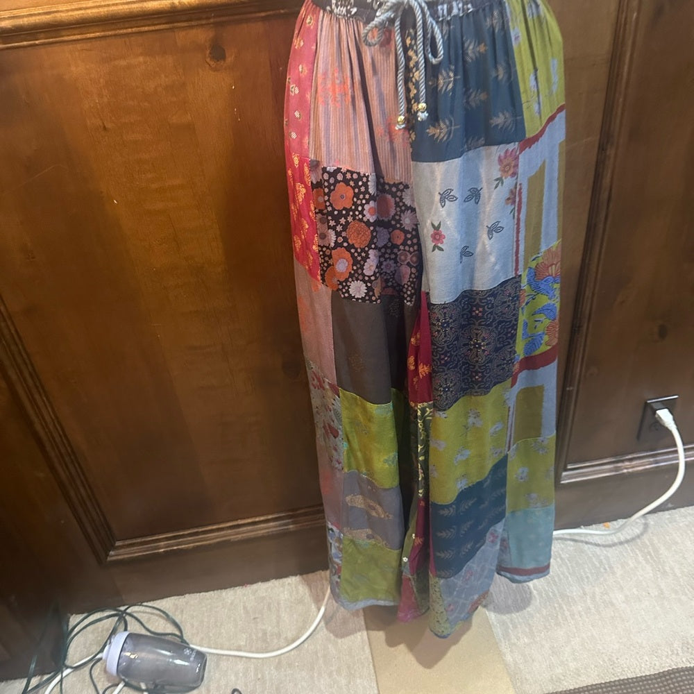 NWT SIZE OS Advance Apparels Colorful Patchwork big leg pants