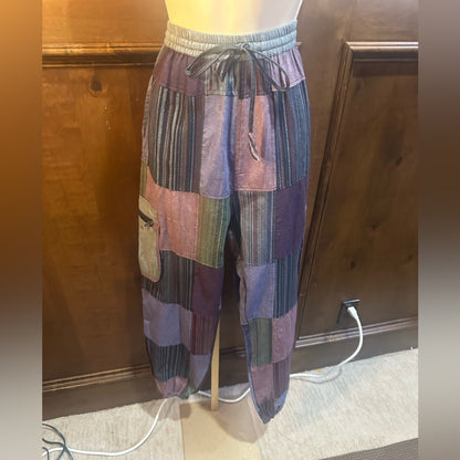 NWT SIZE S/M Striped Patchwork Women's Cropped Pants