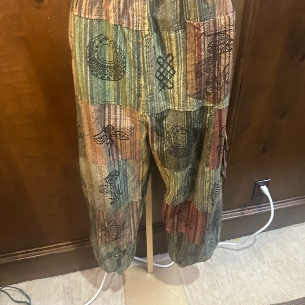 NWT SIZE S/M Bohemian Multicolor Patchwork Ankle Pants
