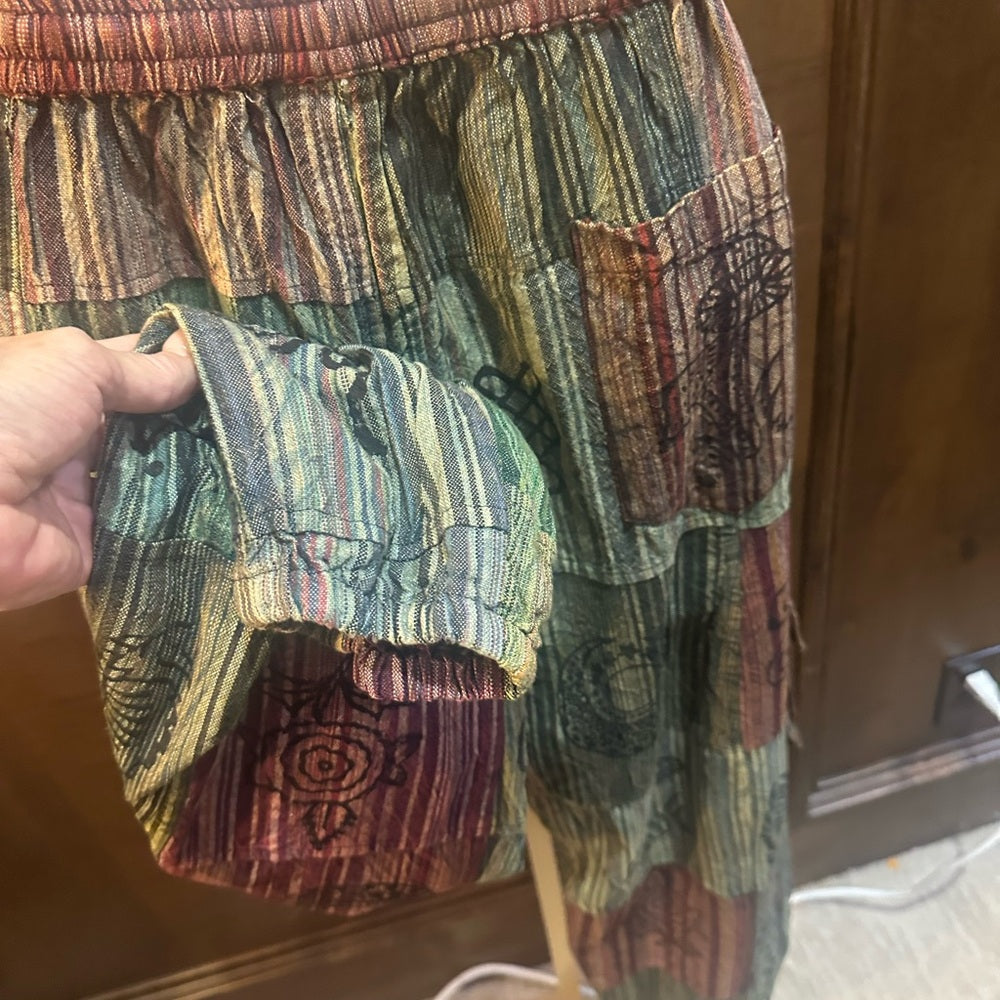 NWT SIZE S/M Bohemian Multicolor Patchwork Ankle Pants