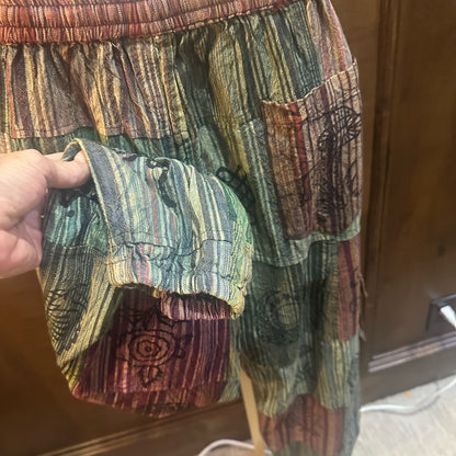 NWT SIZE S/M Bohemian Multicolor Patchwork Ankle Pants