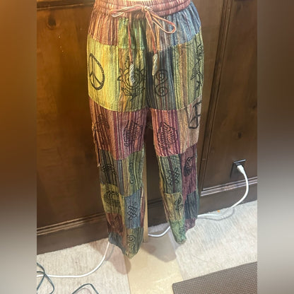 NWT SIZE S/M Bohemian Multicolor Patchwork Ankle Pants
