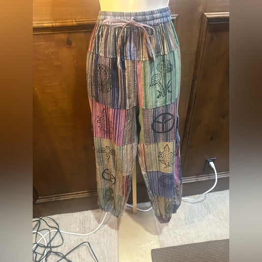 NWT SIZE S/M Bohemian Patchwork Ankle Pants