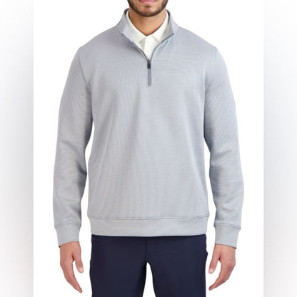NWT SIZE S Hickey Freeman Men's Light Gray Zip-Up Sweater