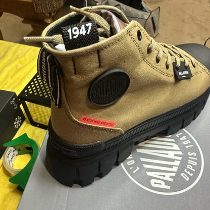 418.NEW SIZE 9 Palladium Tan and Black Ankle Boots Stylish Durable Footwear