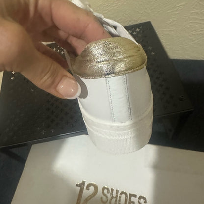 400. NEW SIZE 40/9-9.5 Elegant White Women's Sneakers with Stud Accents