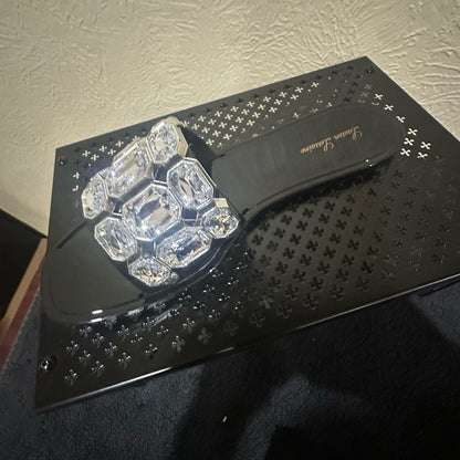 436. SIZE 11 Elegant Black Sandals with Crystal Accents