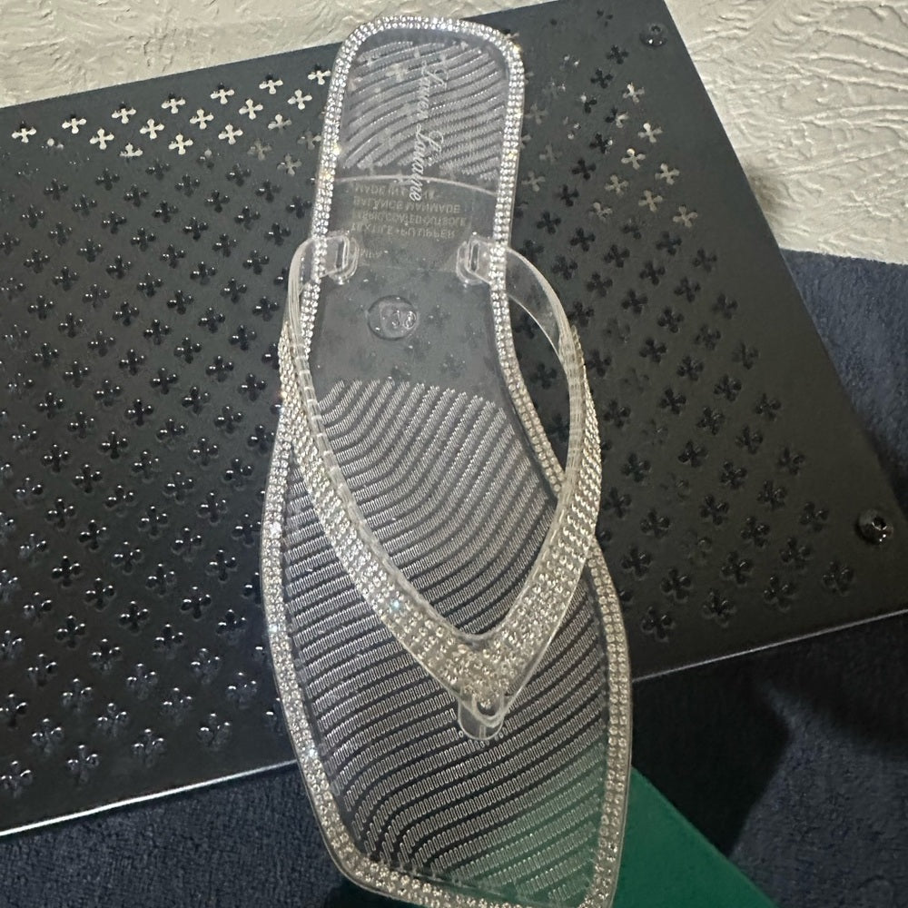 438.439.440.450. NEW SIZE 7.5/8/8.5 Elegant Rhinestone Clear Sandals