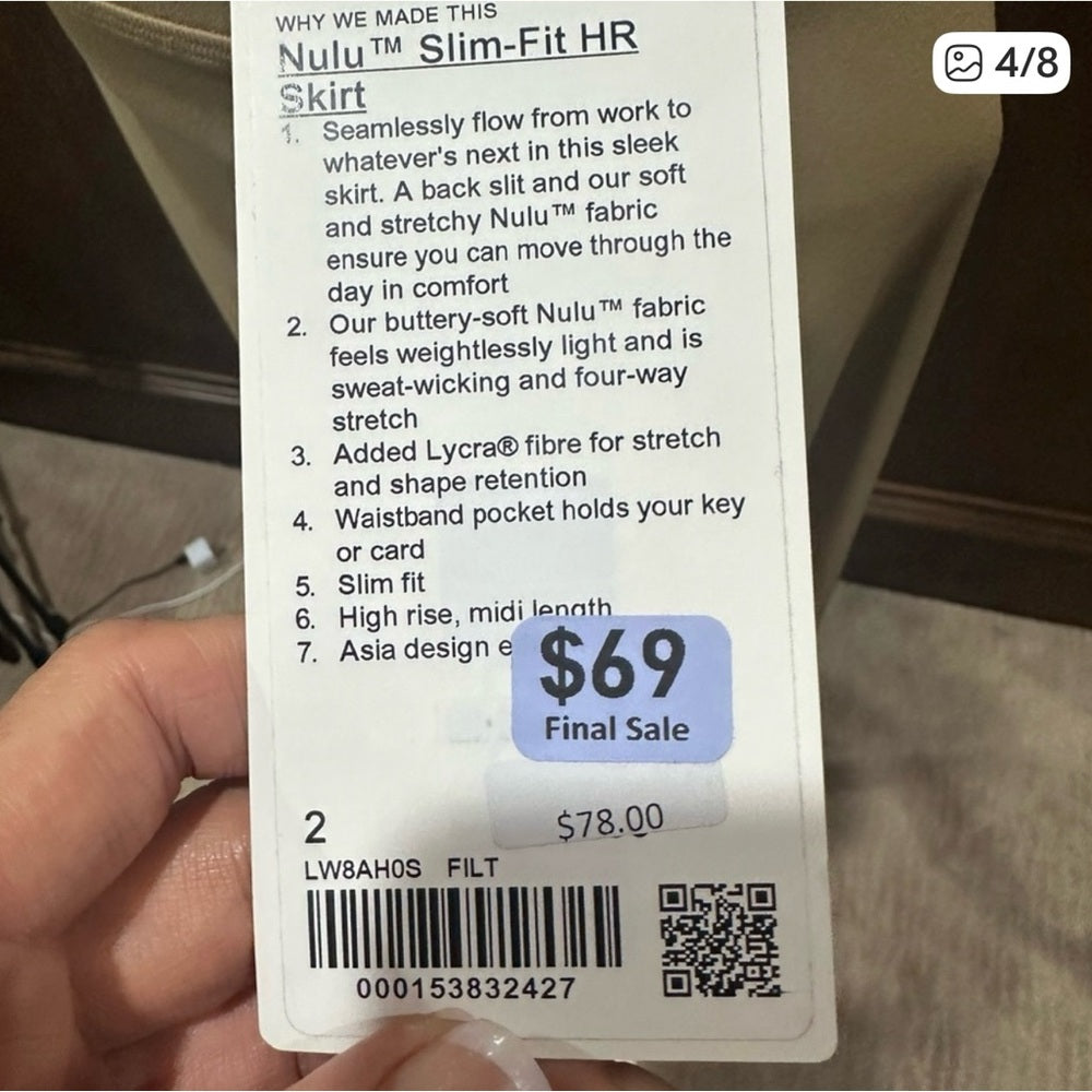 NWT SIZE 2 Lululemon athletica Beige Midi Skirt