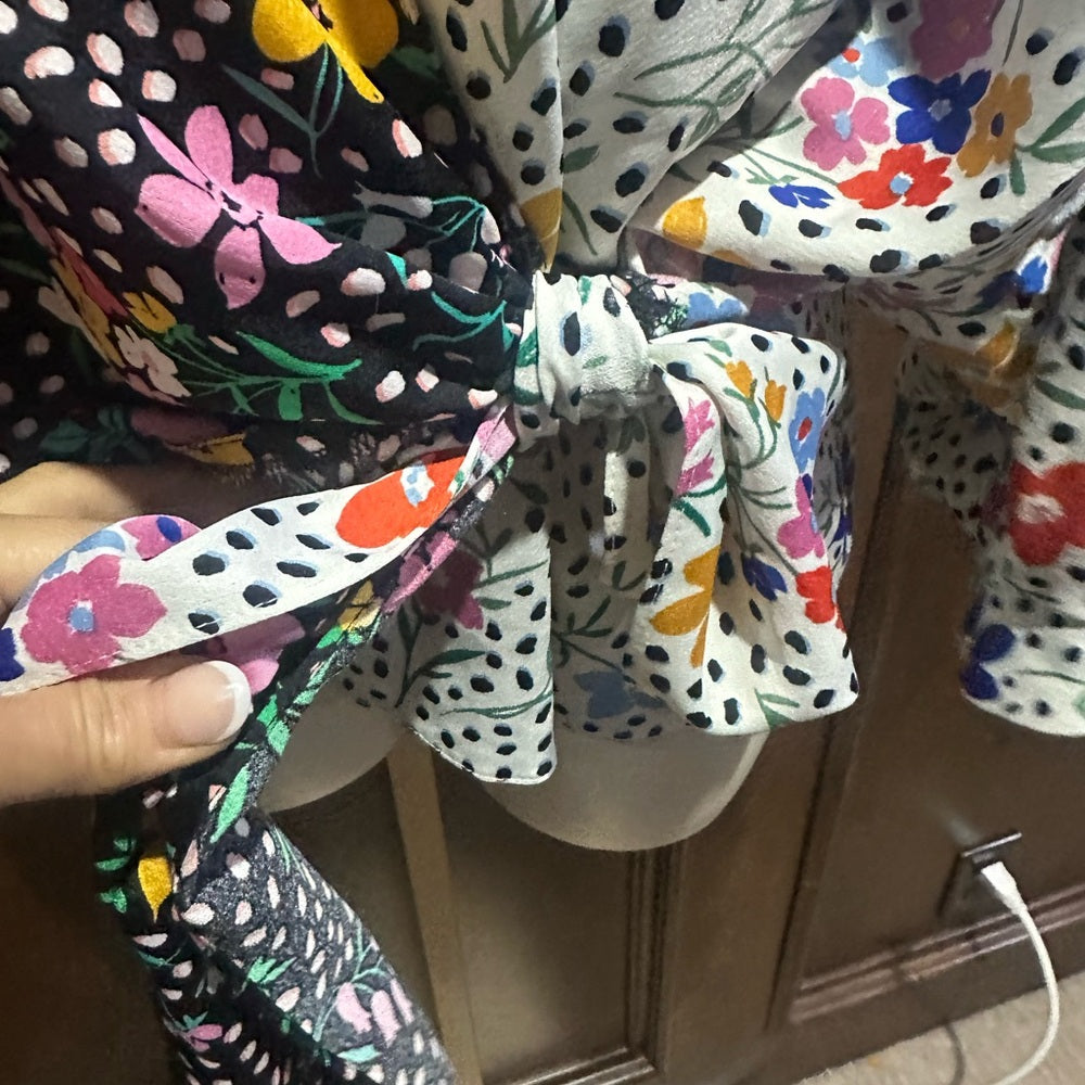 NWOT SIZE 14 ASOS Colorful Floral Wrap Blouse