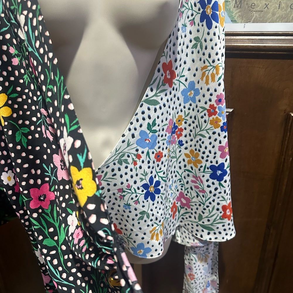 NWOT SIZE 14 ASOS Colorful Floral Wrap Blouse