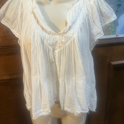SIZE S/M OVERSIZED Free People Ivory Pleated Crop Top