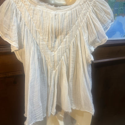 SIZE S/M OVERSIZED Free People Ivory Pleated Crop Top