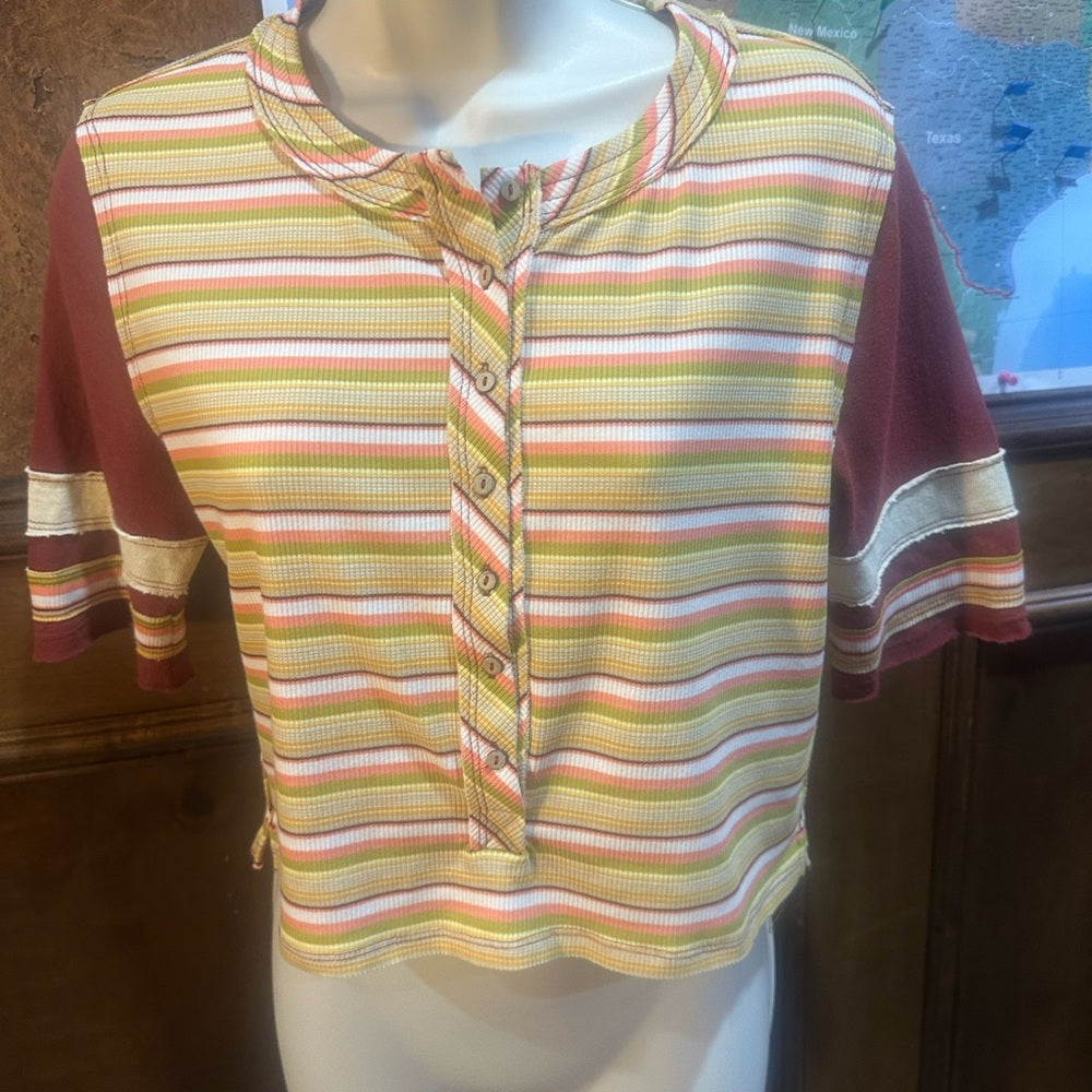 NWOT SIZE M We The Free Multicolor Striped Crop Top