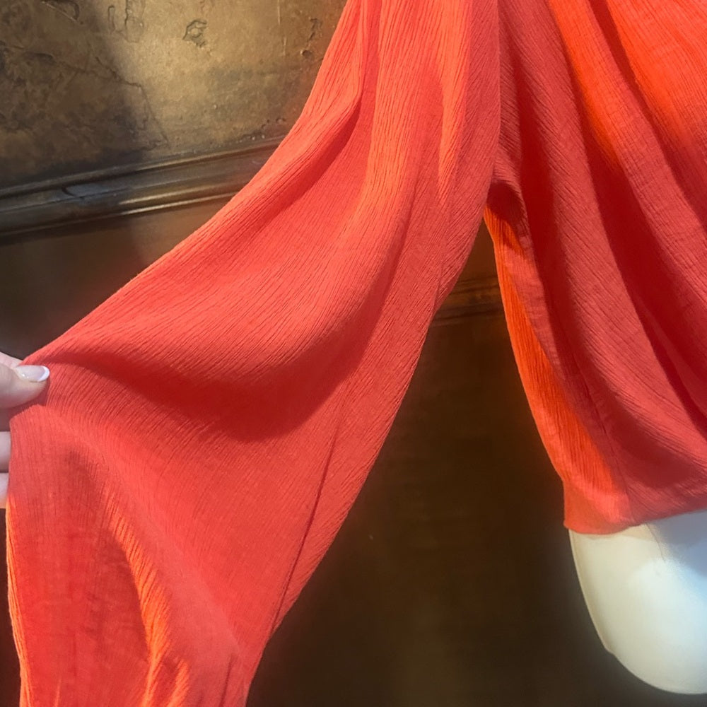 NWOT SIZE XS OVERSIZED WILL FIT UP TO A L Free People Vibrant Red Wrap Blouse