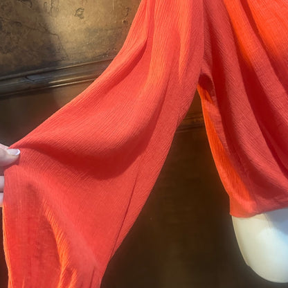 NWOT SIZE XS OVERSIZED WILL FIT UP TO A L Free People Vibrant Red Wrap Blouse