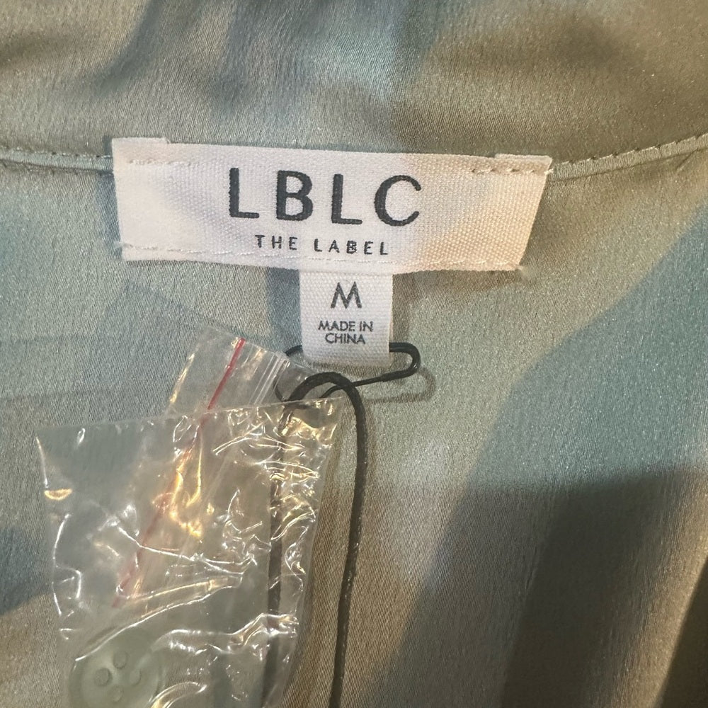 NWT SIZE M LBLC the Label Satin Button-Down Shirt - Soft Green