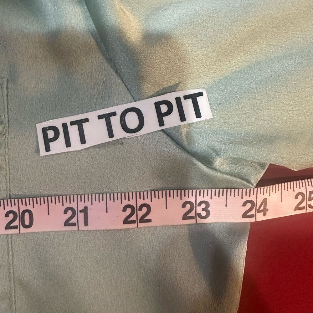 NWT SIZE M LBLC the Label Satin Button-Down Shirt - Soft Green