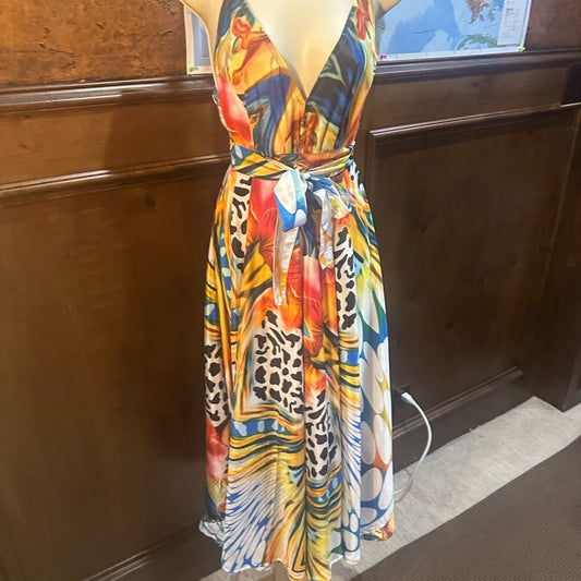 NWT FITS SIZE XS-3X Advance Apparels Vibrant Abstract Maxi Dress