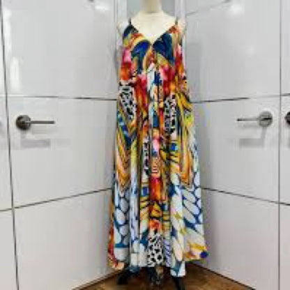 NWT FITS SIZE XS-3X Advance Apparels Vibrant Abstract Maxi Dress