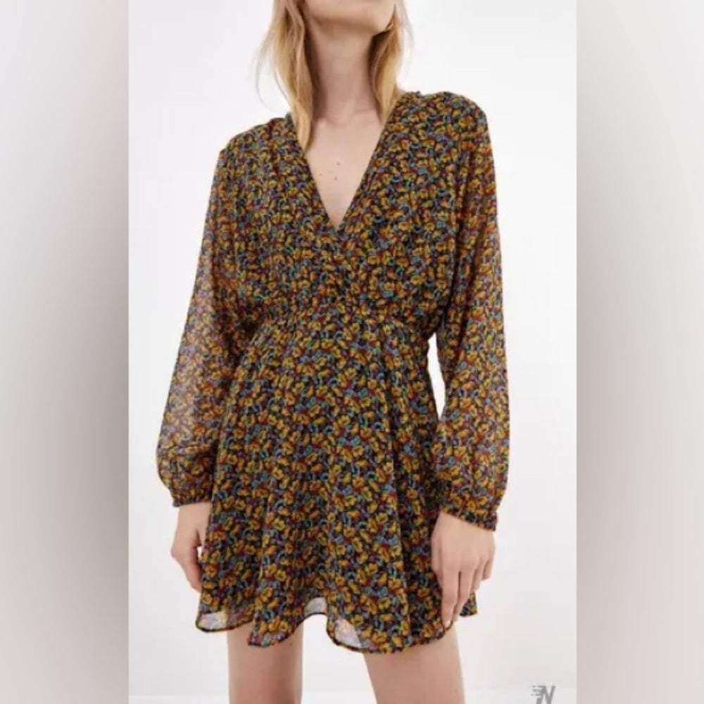 SIZE M Zara Long Sleeve Dress with Floral Print