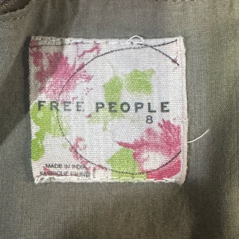 SIZE 8 Free People Green Sleeveless Mini Dress with Front Detail
