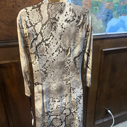 NWT SIZE M Hale Bob Tan and Cream Snake Print Long Sleeve Dress