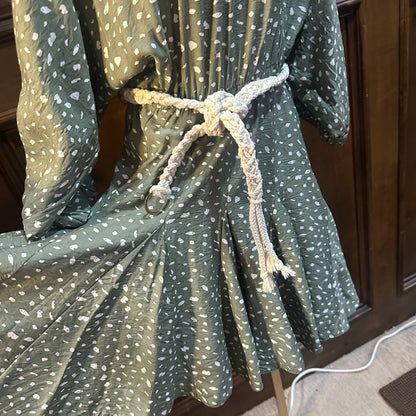 NWOT SIZE XL Chic Green Midi Dress with White Accents