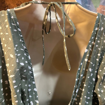 NWOT SIZE XL Chic Green Midi Dress with White Accents