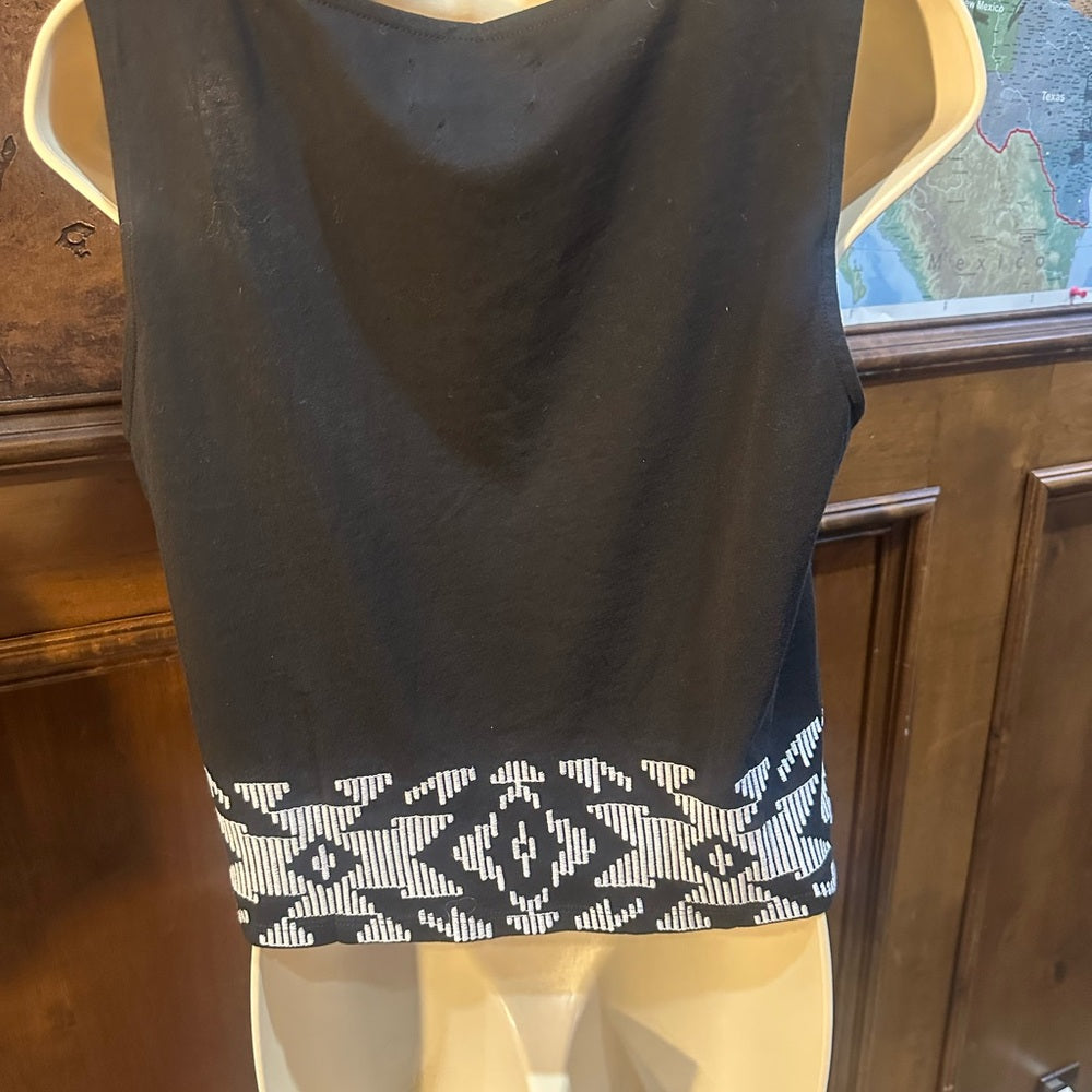 NWT SIZE XS Piombo Sleeveless Black Top with White Detailing