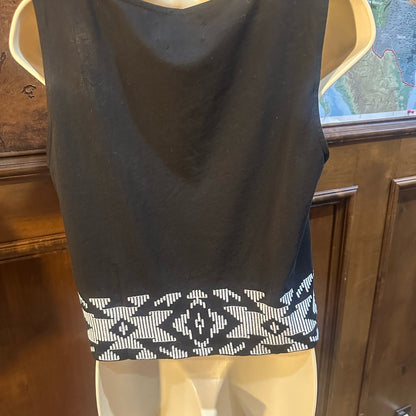 NWT SIZE XS Piombo Sleeveless Black Top with White Detailing